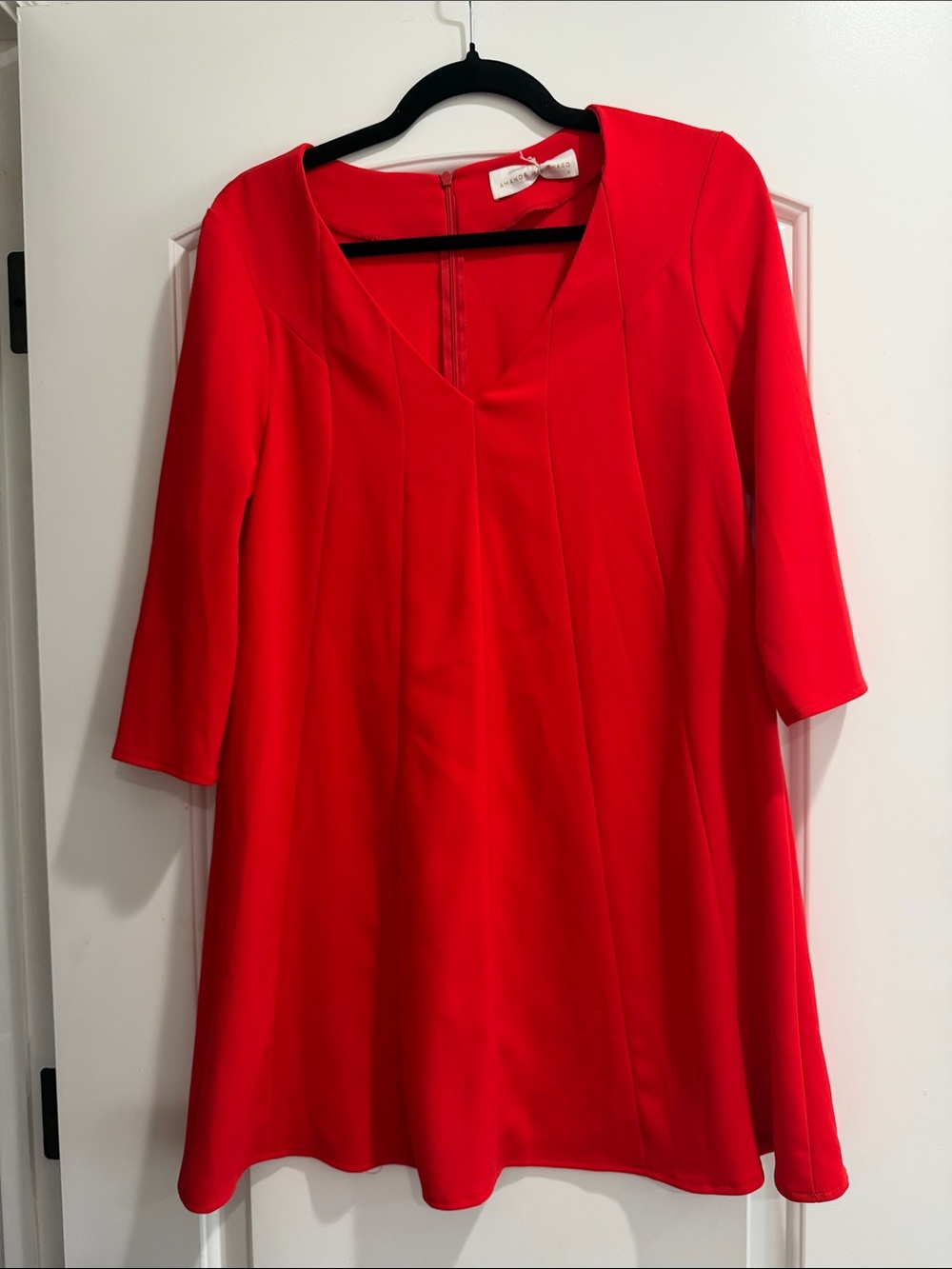 Amanda Uprichard Red V-Neck A-Line DRESS